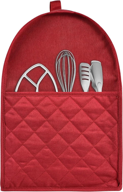 Stand Mixer Dust-proof Cover - Water-resistant KitchenAid Mixer Cover with Multi Pockets for 5-8 Quart (Red)