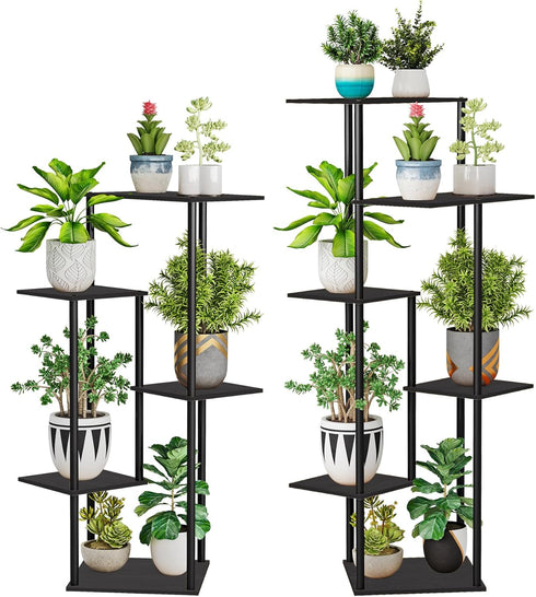 6 HAYOFAMY Tier Plant Stand Indoor, Tall Plant Shelf Metal Wood Multiple, Flower Pot Holder for Living Room Office