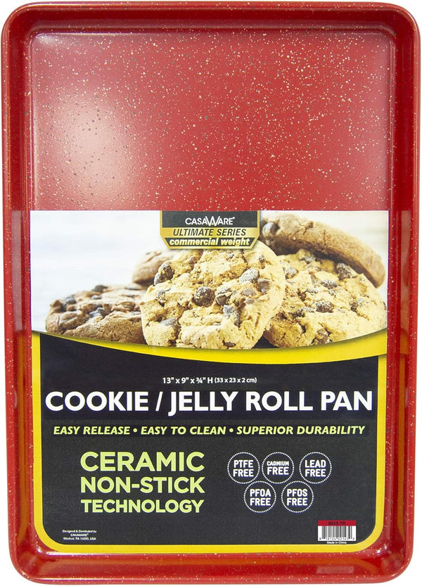 casaWare 13 x 9 x 1-Inch Ultimate Series Commercial Weight Ceramic Non-Stick Cookie/Jelly Roll Pan