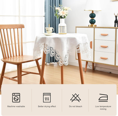 36 36 Inch Wolkemer Elegant White Lace Jacquard Small Square Tablecloth for End Side Coffee Table Cover Home Decoration