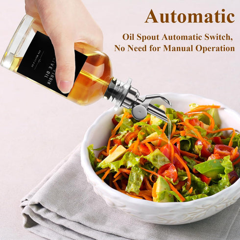 Set Olive Oil Dispenser Bottle with Bamboo Tray, GIXSEGIE Oil and Vinegar Dispenser w.Metal Pour Spout, Coffee Syrup