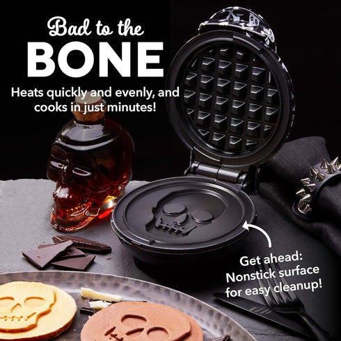 DASH Mini Waffle Maker Machine, 4 Inch, Black Skull, for Breakfast, Lunch, Snacks, Easy to Clean
