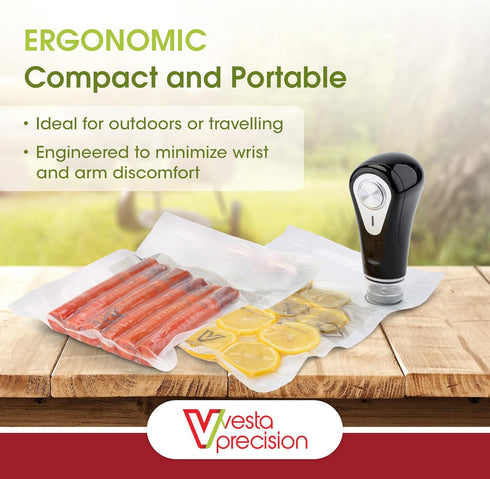 Vesta Precision Vacuum Sealer - Handheld Vac 'n Seal, Compact Design, Fast & Powerful, Extends Food Freshness