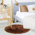 uxcell Faux Fur Round Rug, Fluffy Area Mat for Bedroom Floor, Living Room, 3 x 3 Feet - Brown
