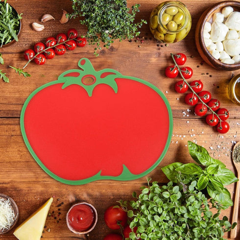 Kichvoe Tomato Shaped Plastic Cutting Board, Creative Kitchen Food Chopping Mat for Veggies & Cheese 31.80X26cm