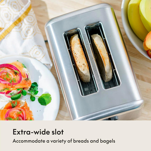 BELLA 2 Slice Stainless Steel Toaster with Extra Wide Slots, Removable Crumb Tray, 6 Browning Options & Auto Shut Off