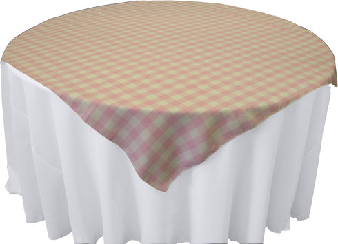 LA Linen TCcheck58x58-PinkK37 Gingham Checkered Tablecloth, White & Pink, 58 x 58 in.