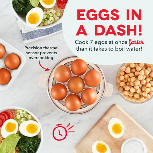 7 Dash Rapid Egg Cooker - Boiler, Poacher & Steamer - Includes Measuring & Recipe Guide - Dishwasher Safe - BPA Free