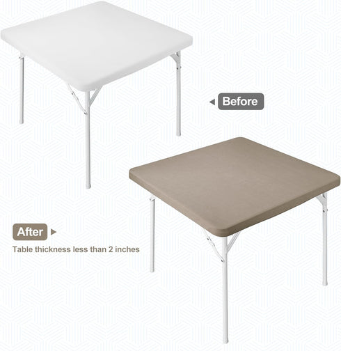 24x24 Inch Square Fitted Stretch Small Table Covers Elastic Card Tablecloth Khaki for Side Accent End Table Cover Khaki