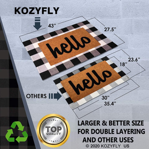KOZYFLY Buffalo Plaid Area Rugs 27.5x43 Inches Black and White Checkered Rug, Washable Front Door Mat for Outdoor