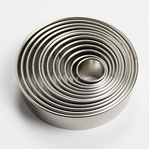 Stainless Steel Round Cookie Cutter Set, 12 Circular Biscuit Cutters, Round Donut Ring Molds for Baking 1.2 Inch Height