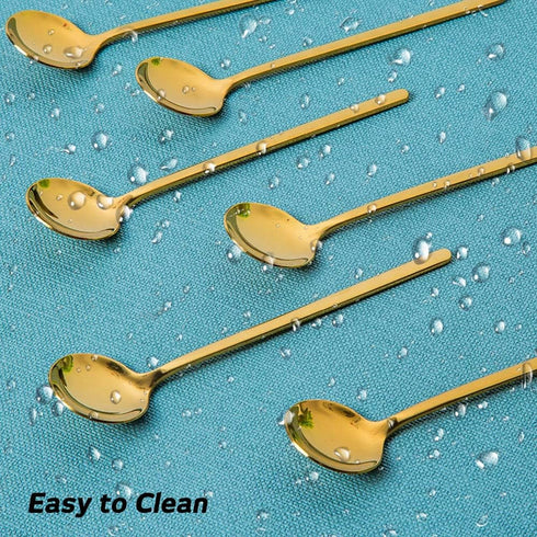 Gold Plated Stainless Steel Espresso Spoons, Pack of 6, lyfLux Mini Teaspoons Set for Coffee, Dessert, 5.3 Inch
