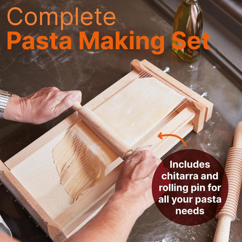14 8 3 9.5'' 1Rolling Chitarra Pasta Maker with Rolling Pin by Verve CULTURE, Traditional Italian Pasta Maker Machine