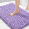 Yimobra Luxury Bathroom Rugs, Fluffy Non Slip Bath Mats, Quick Dry Plush Shower Rugs, 32"x 20", Purple and White