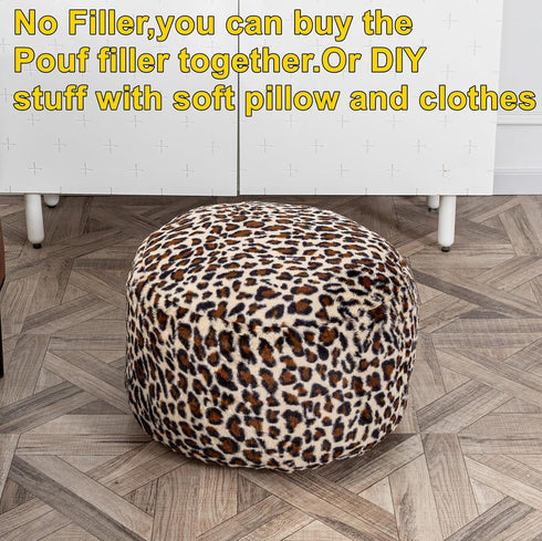 Asuprui Animal Pouf Ottoman Unstuffed Ottoman Foot Rest Round Fuzzy Pouf Seat Bean Bag Foot Rest Foldable Floor Chair