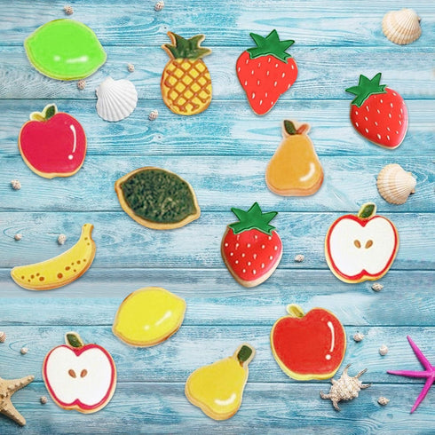 10PCS Stainless Steel Fruit Cookie Cutters Set, Molds for Pineapple, Strawberry, Pear, Lemon, Apple, Grape, Peach,