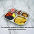 Korean Stainless Steel Divided Plates by KS&E, BPA Free, 5 Compartment Plate Silver, Set of 2