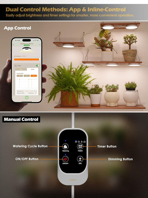 16W Dimming,Plant 2 GLOWRIUM Grow Lights for Indoor Plants, Smart Full Spectrum LED Grow Light, Auto Timer and Stepless