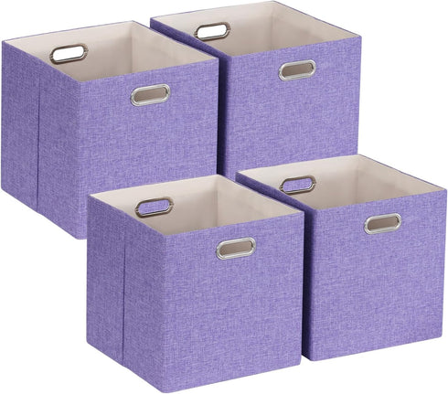 Foldable Cube Storage Bin Organizing Baskets, Fabric Storage Cubes with Handles for Shelf Closet, 13"x13"x13", Pack of