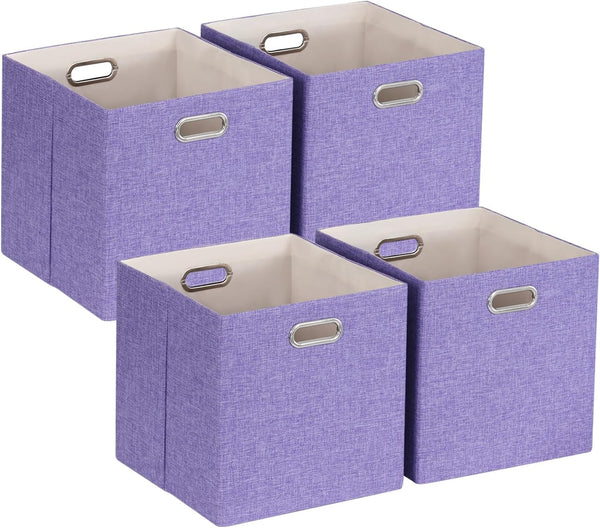 Foldable Cube Storage Bin Organizing Baskets, Fabric Storage Cubes with Handles for Shelf Closet, 13"x13"x13", Pack of
