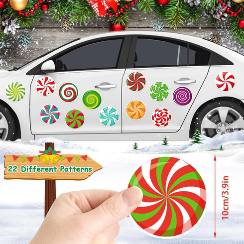 JULMELON 22 Pcs Christmas Candy Magnets, Refrigerator Car Magnets for Holiday DIY Decorations