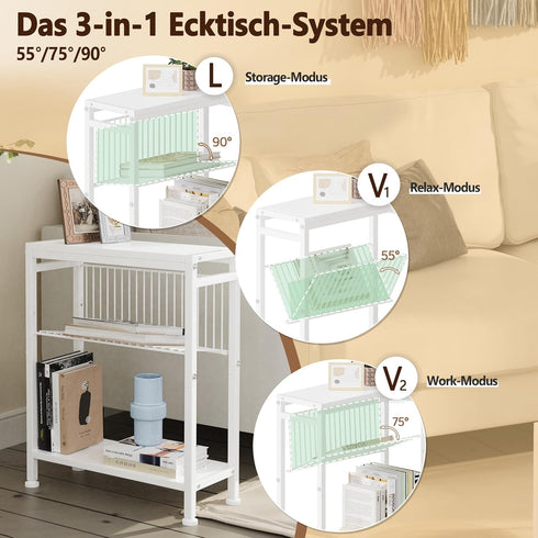 2 1 Side Table for Small Spaces, Narrow End Table with Magazine Holder, in Design Slim Side Table, Skinny Nightstand