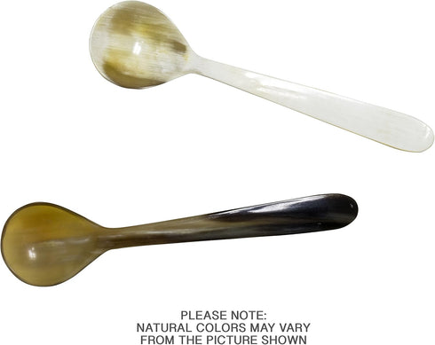 HIC Kitchen Caviar Scoop Spoon, Handcrafted Ankole Cow Horn, Responsibly Sourced, 4.25-Inches - Ideal for Serving Delicate Caviar Pearls, Perfect for Parties, Holidays, Unique Color Variance