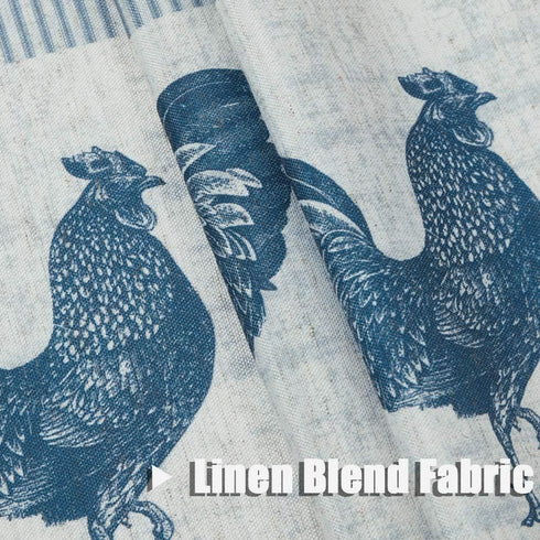 SXZJTEX Farmhouse Rooster Kitchen Boho Rustic Linen Rod Pocket Window Curtains - Small Stripe for Living Room, Kitchen,