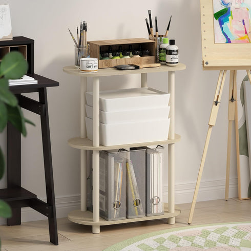 5-Tier Furinno Besi Industrial Multipurpose Shelf Display Rack with Metal Frame, Narrow, Walnut Cove