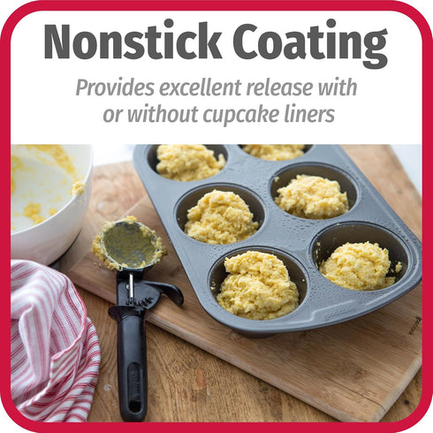 Everyday Nonstick Steel Muffin Pan, 6 Cup, Gray by GoodCook