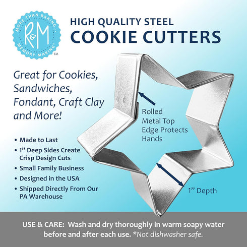 R&M International Mini Snowfall Cookie Cutters, 5-Piece Set, Snowman, Tree, 3 Snowflakes