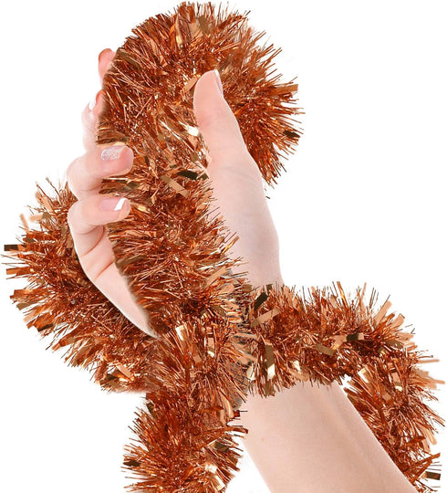 Valentine's Day Decorations - Rose Gold Tinsel Garland Metallic Streamers for Indoor and Outdoor Celebrations