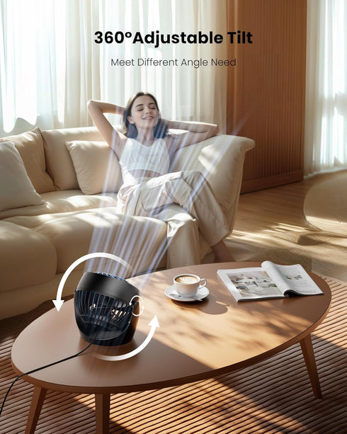 Gaiatop Portable Air Circulator Fan, 5-Inch Desk Fan with 3 Speeds, 360° Adjustable Tilt, Quiet Energy-Saving Fan