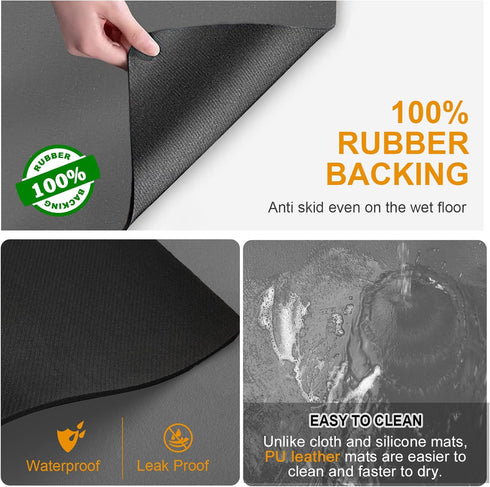 Coffee Mat Dish Drying Mats for Kitchen Counter, Waterproof Coffee Bar Accessories, Deep Gray, 12"*19"