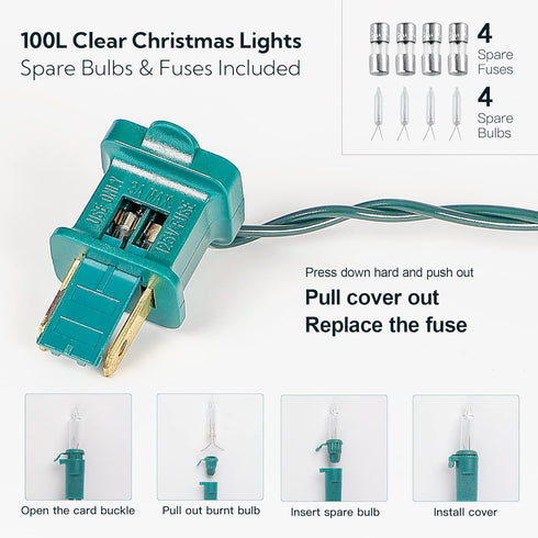 oopswow Lights,100 Count (23 White Christmas Clear Mini Lights Incandescent Christmas Tree String Lights, Connectable
