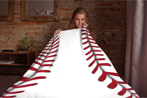 Pindola Cute Baseball Texture Throw Blanket, Warm Lightweight Cozy Home Decoration 50"x40" for Child