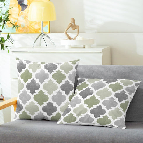 Pack 2 Cozy 20 20 Inches CaliTime Throw Pillow Cases of Fleece Gradient Geometric Trellis Chain Quatrefoil Accent