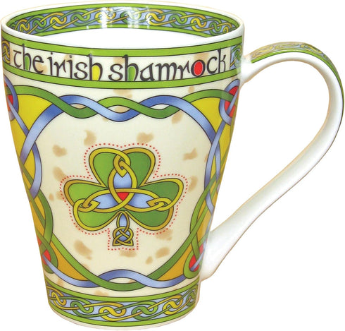 Royal Tara Irish Weave Bone China Mug Collection with Shamrock Ring Print