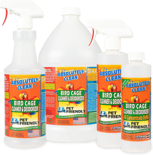 16oz (Pack 2) Absolutely Clean Amazing Bird Cage Cleaner and Deodorizer - Just Spray/Wipe - Safely & Easily Removes