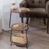 3 Small Round Side Table- Tier End Table with Storage Shelf, Slim Industrial Coffee Table for Small Spaces, Living