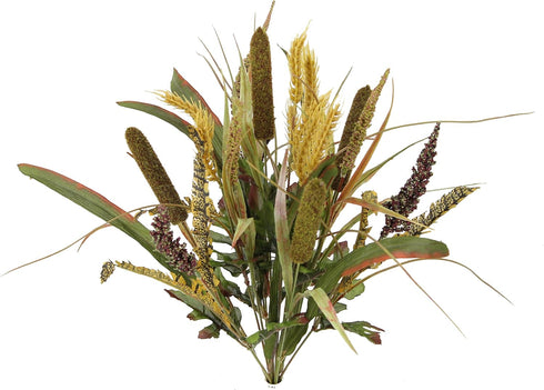 Admired By Nature 14 Stems Artificial Flowers Cattail Wheat Mixed Bush Arrangement for Home Decor, Weddings