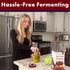 Fermenting Lids Kit for Wide Mouth Mason Jars, 4 Waterless Airlock Lids, Easy Grip with Oxygen Pump, Tracks Ferment Date