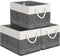Storage Bin, Collapsible Storage Basket for Organizing, Large Storage Boxes with Rope Handles, White & Black, Pack of 3