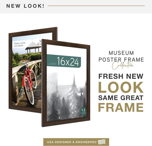 MCS Museum Poster Frame 16x24 Espresso Woodgrain, Vertical & Horizontal Large Picture Frame for Photos, Posters