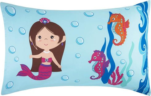 Everyday Kids 2-Pack Standard Size Pillowcases, 20 x 26”, 100% Soft Microfiber, Mermaid