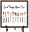 Christian Desk Decor, God Says You Are Wooden Sign with Iron Stand, Bible Verse Gifts for Women Friends
