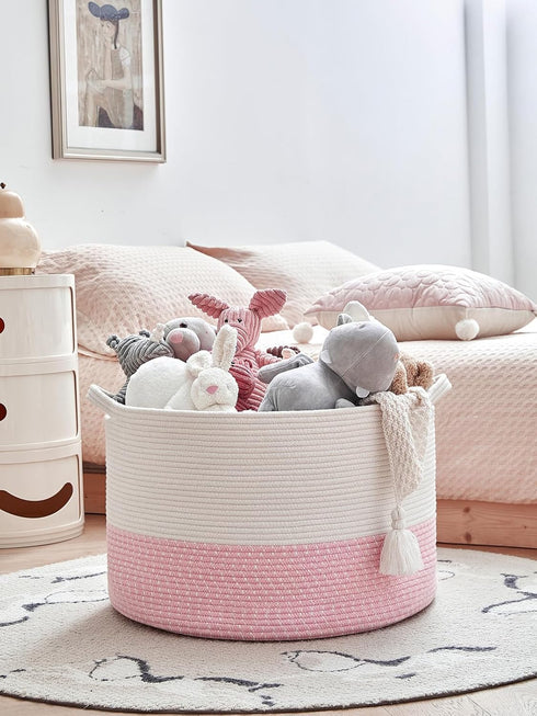 Extra Large Cotton Rope Basket 22" x 14", Toy Basket for Storage