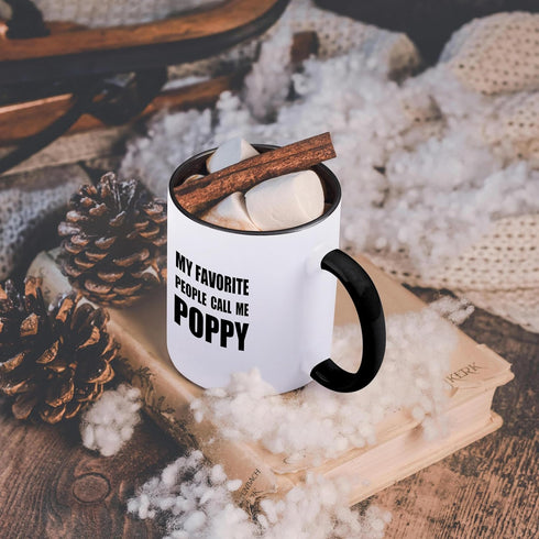 3dRose mug_232518_4 "My Favorite People Call Me Poppy" Two Tone Mug, 11 oz, Black