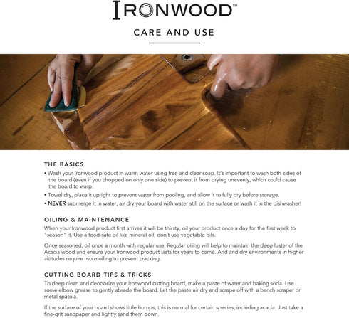 Ironwood Gourmet Large End Grain Prep Station Cutting Board, Acacia Wood, 14 x 20-Inch