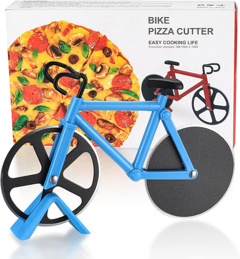 Stainless Steel Motorcycle Pizza Cutter, Novelty Two-Wheel Pizza Slicer with Non-Stick Coating, Kitchen Gadget